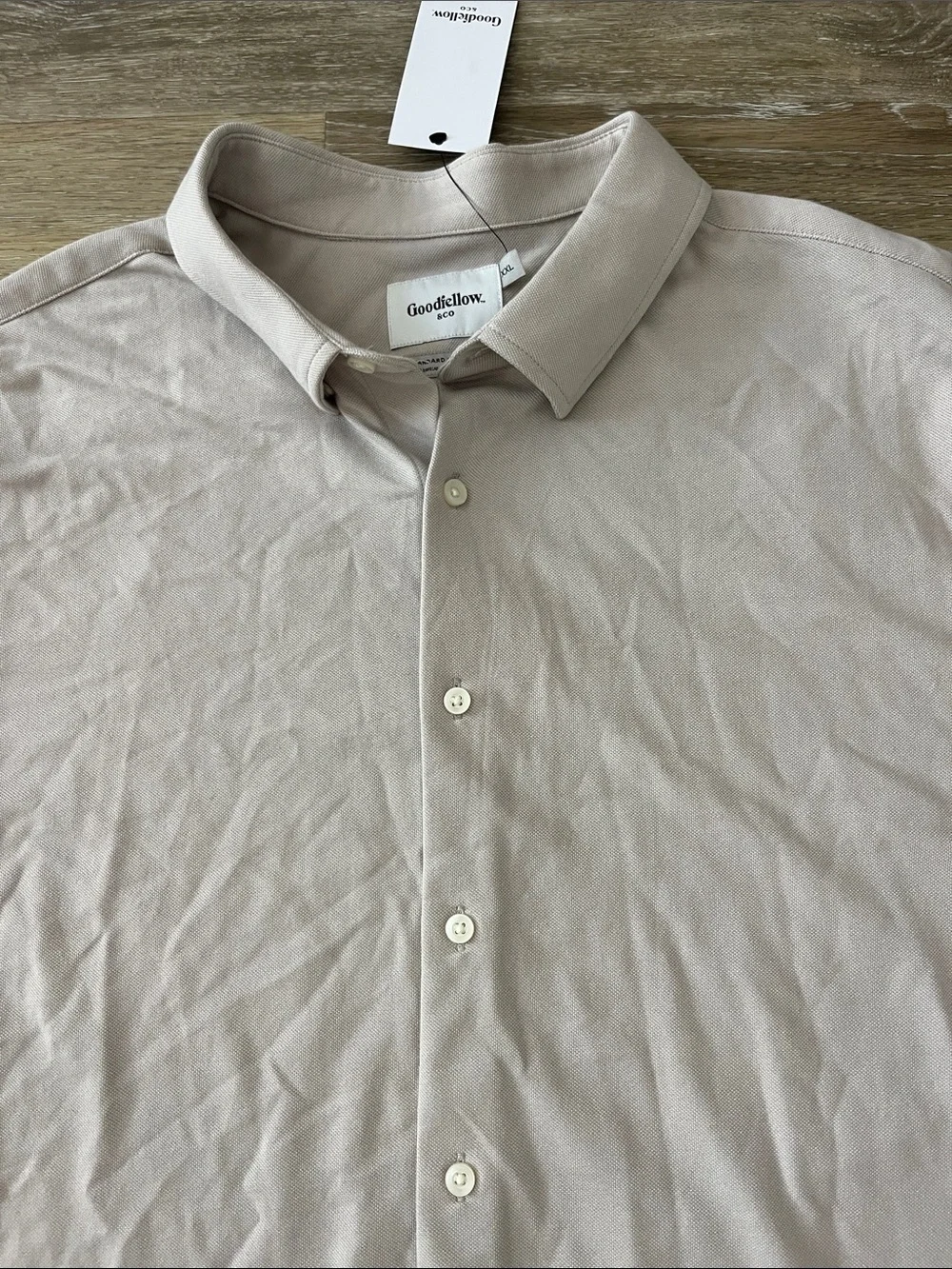NWT Goodfellow & Co Pique Button Down Dress Shirt Taupe Size XXL
